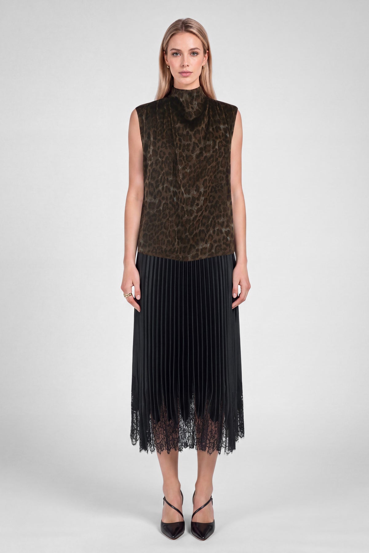 Current Air Bailey Leopard Mock Neck Top