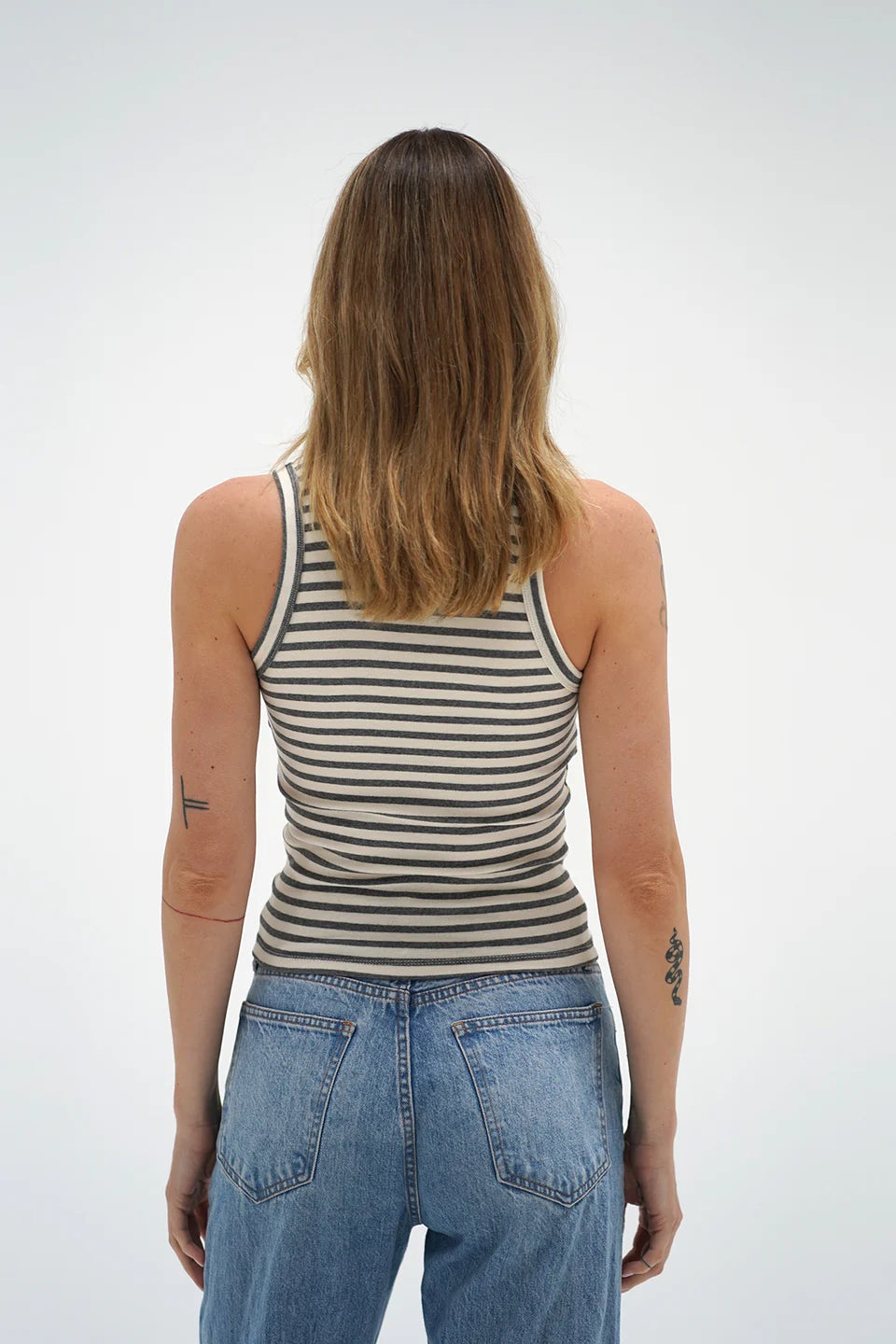 Deniz Gray Striped Tank Top