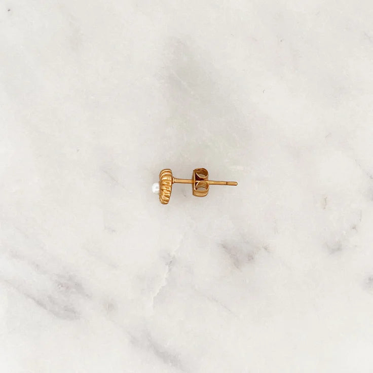 Pearl Moon Shell Stud Earrings
