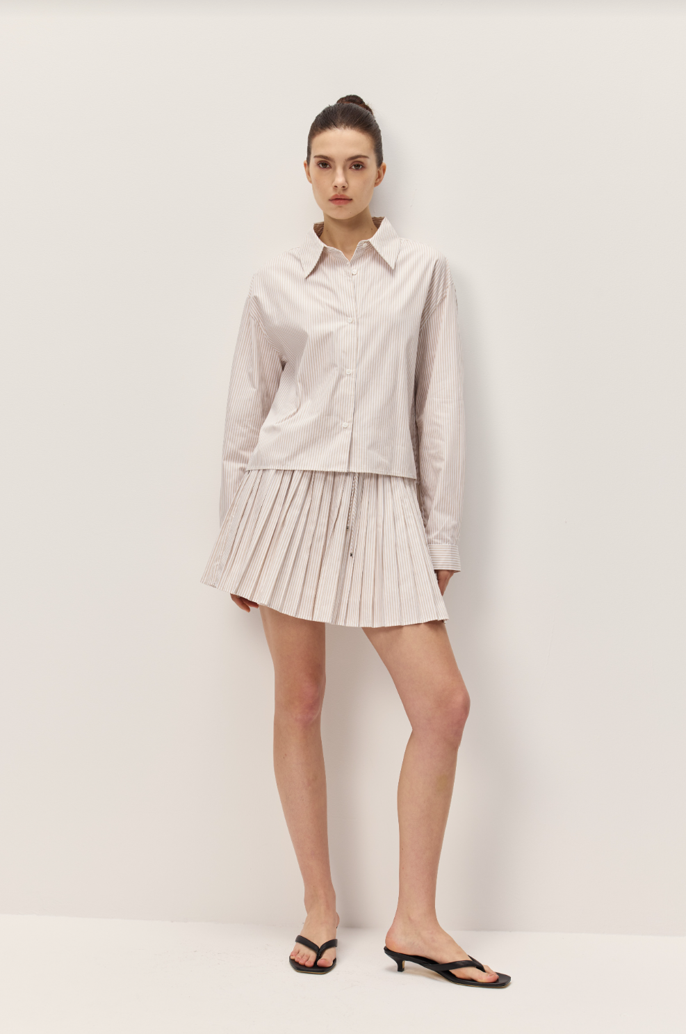 Elodie Danika Taupe Stripe Shirt