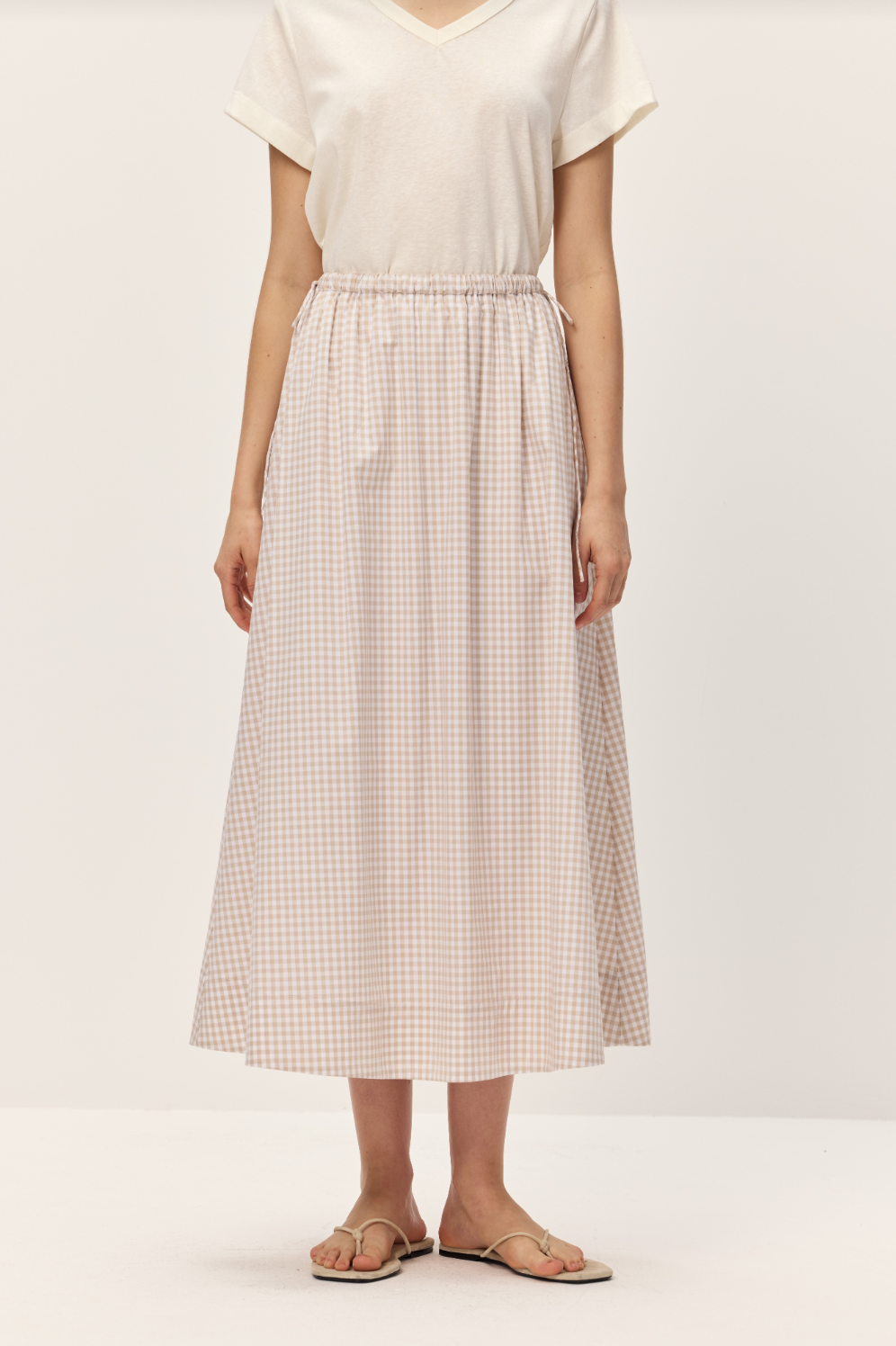 Elodie Vionnet Taupe Gingham Skirt | Skirts | Coco Kimono