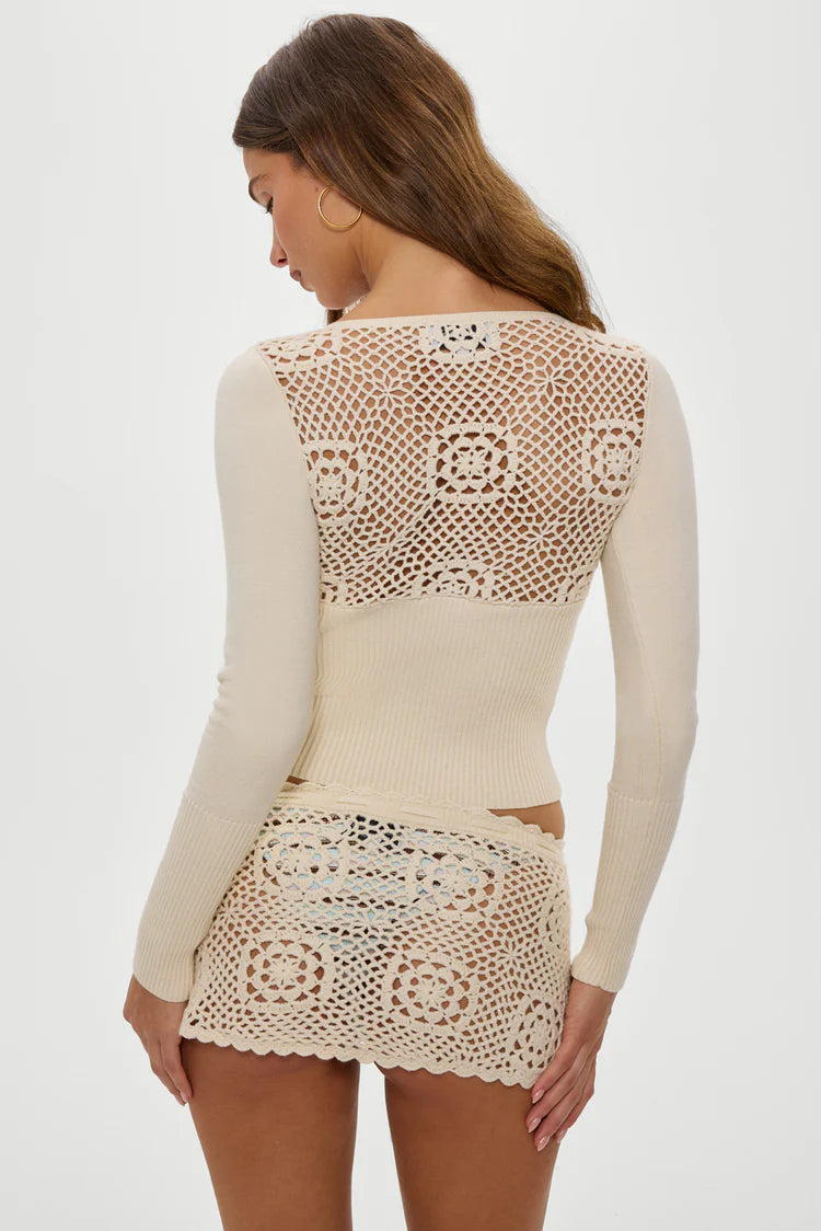 Frankies Bikinis Arlo Crochet Knit Shirt Cloud