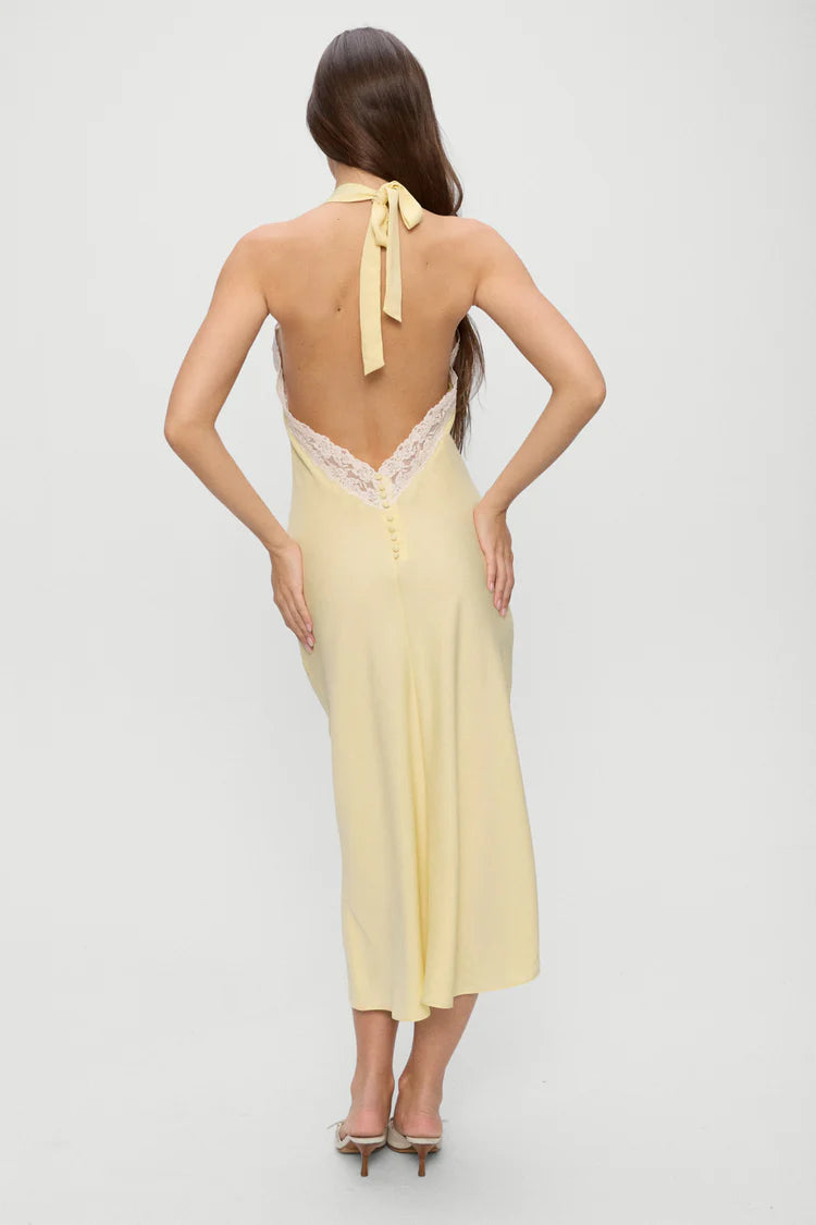 back view Frankies Bikinis Darcy Whipped Butter Satin Midi Dress