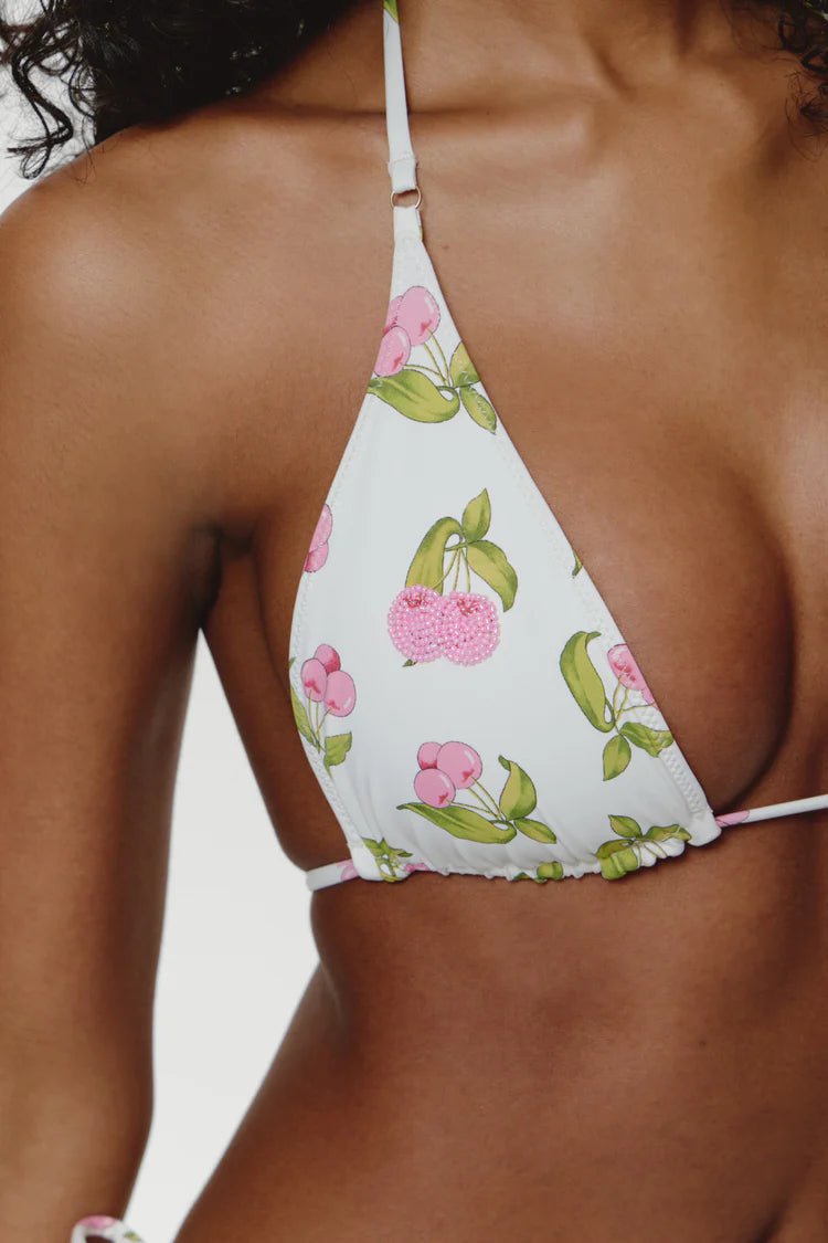 FRANKIES BIKINIS Grace Beaded Bikini Top Cherry Picked