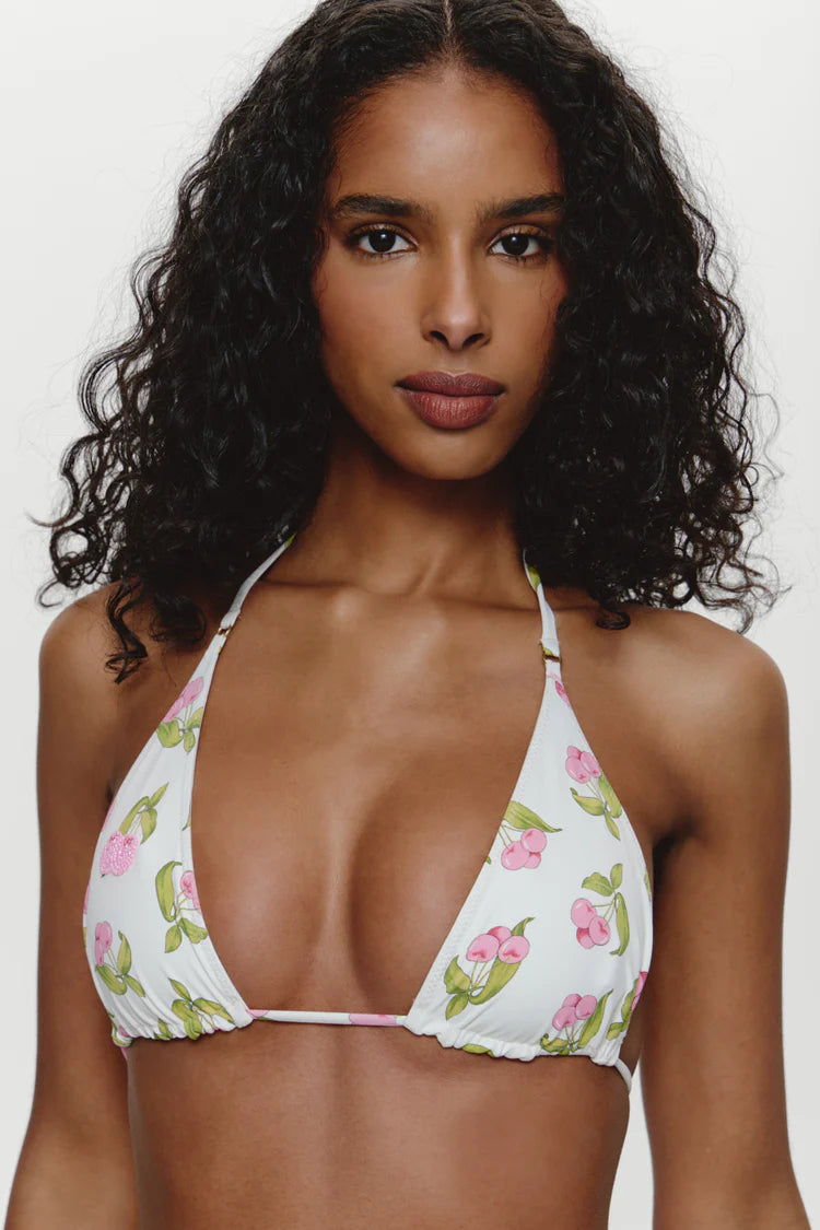 FRANKIES BIKINIS Grace Beaded Bikini Top Cherry Picked