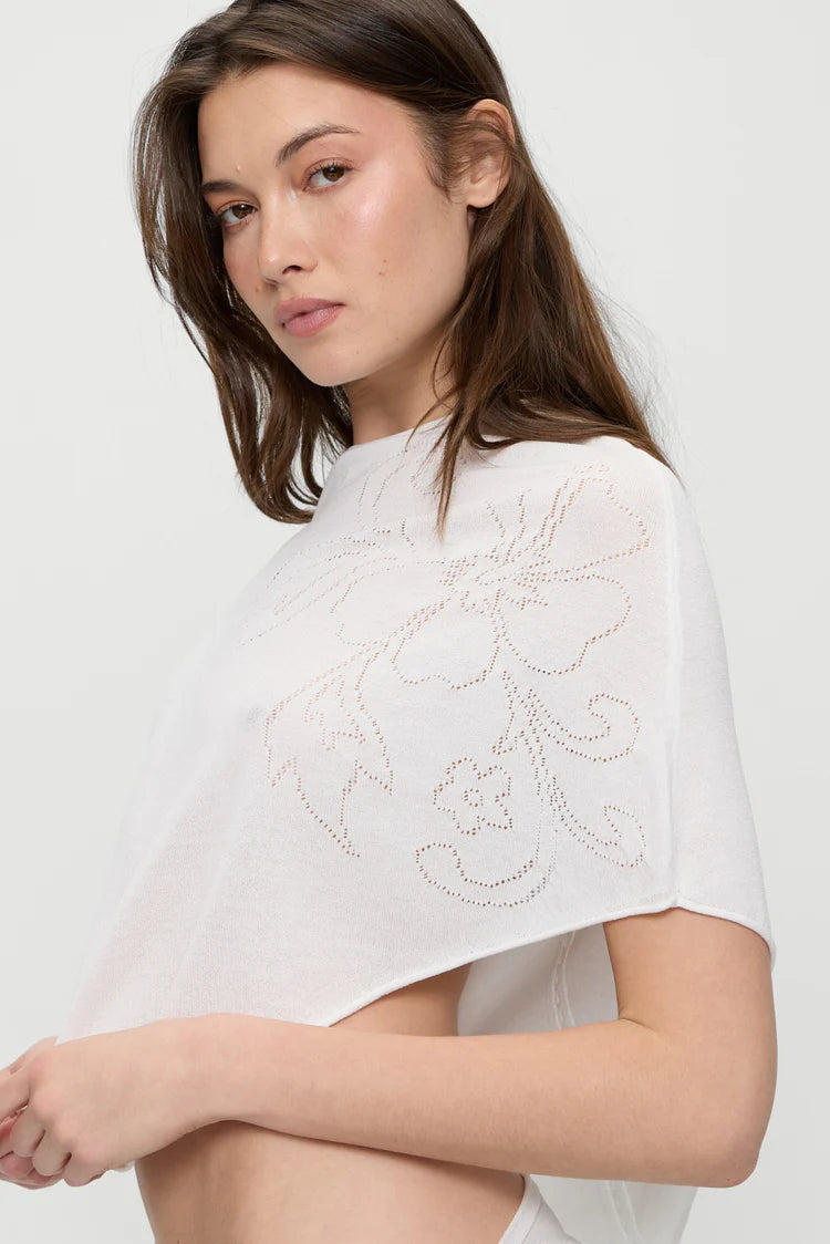 Frankies Bikinis Scout Knit White Hibiscus Poncho