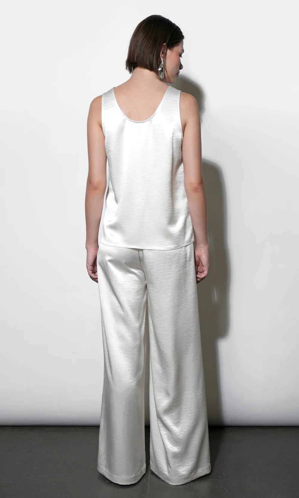 Greylin Ariana Easy Ivory Satin Sleeveless Top