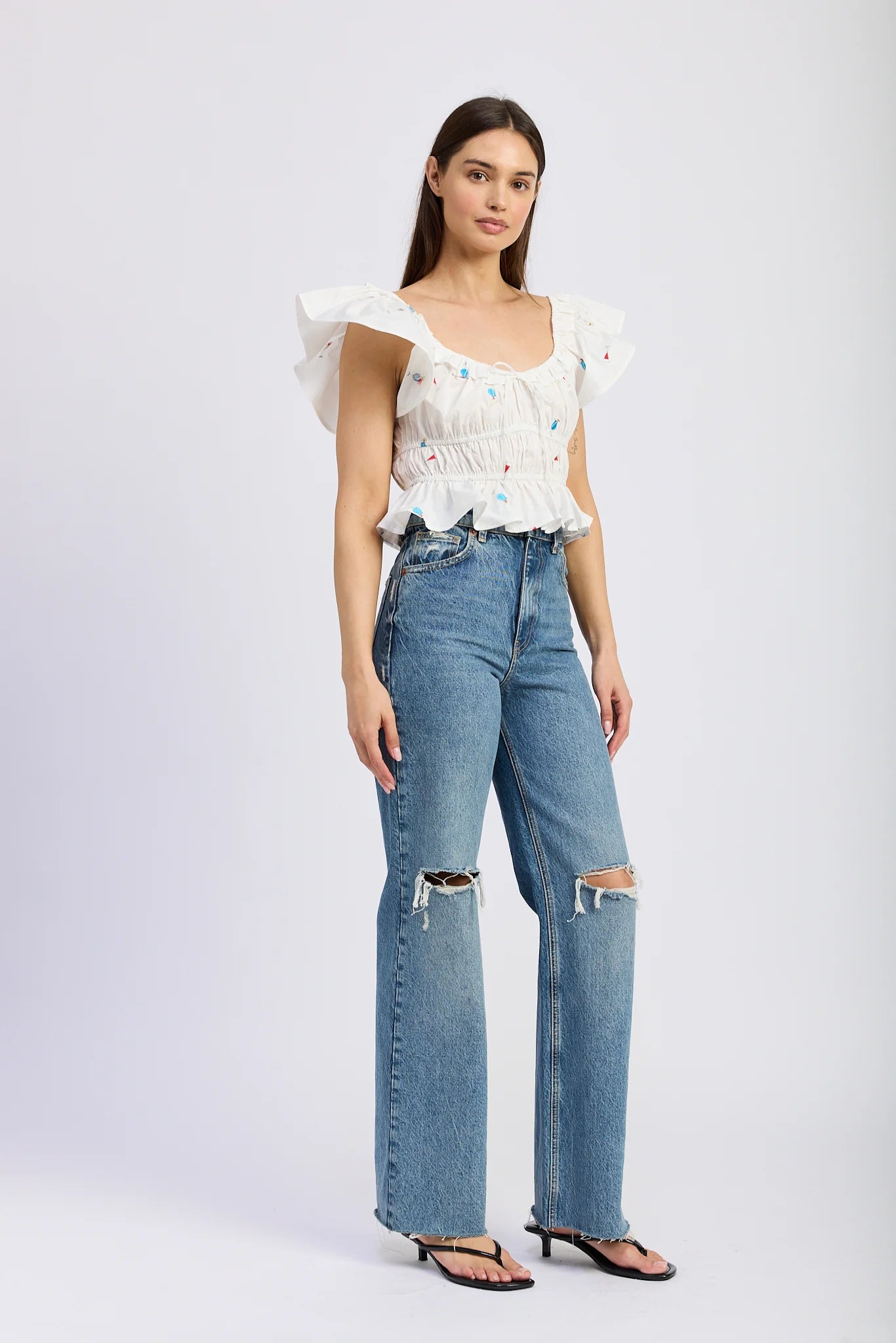 Nellie Top | White Pink
