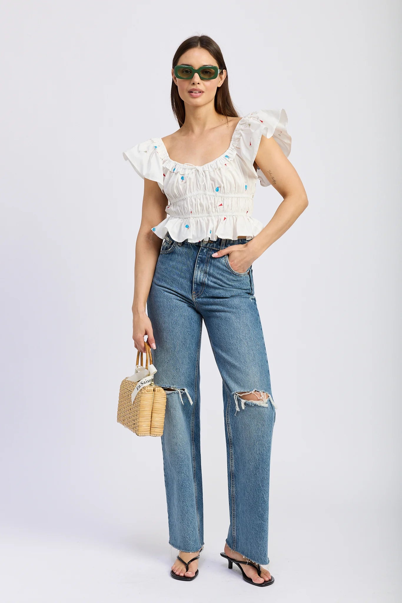 Nellie Top | White Pink