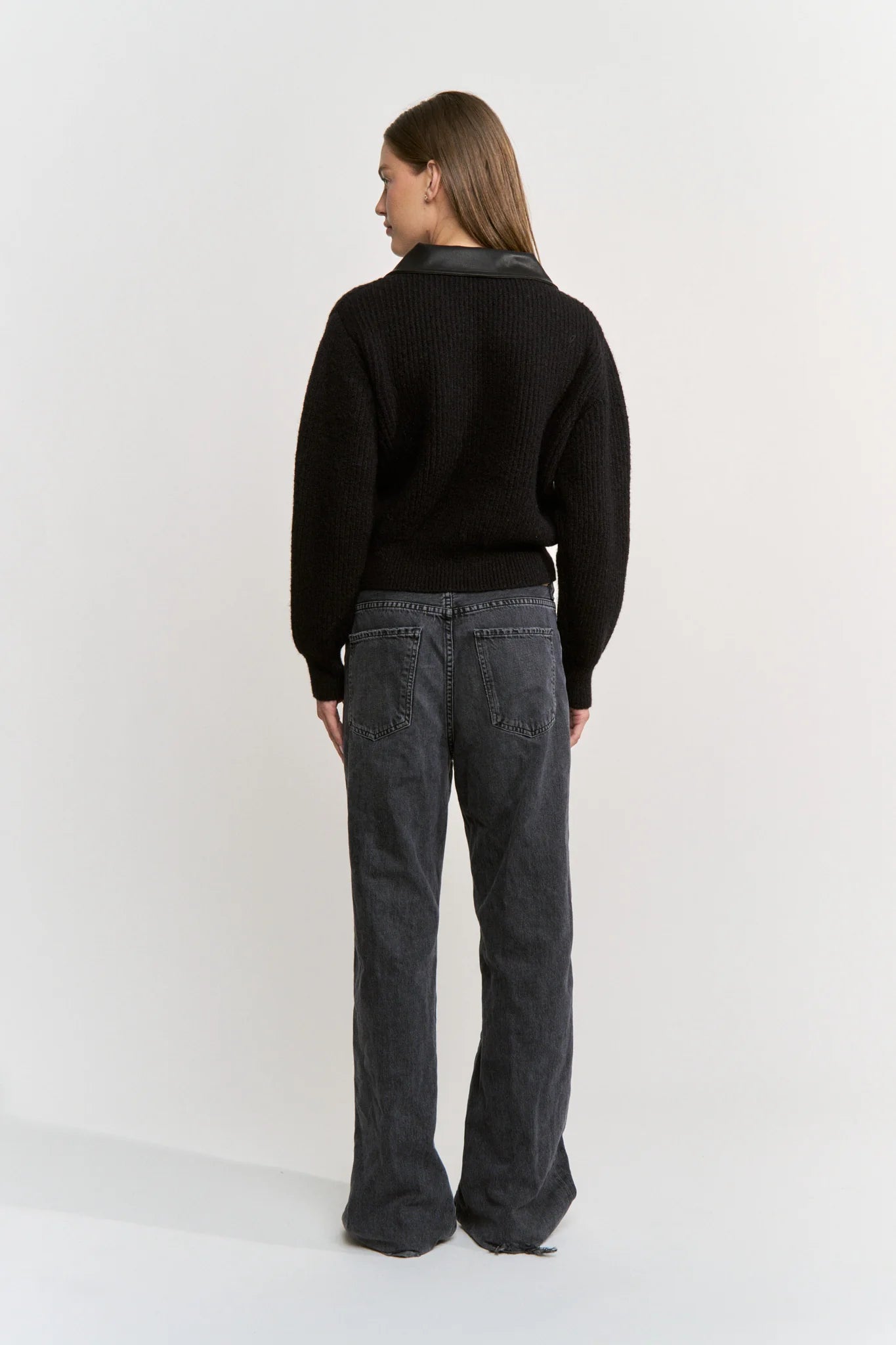 En Saison Aileen Black Sweater Zip Up Cardigan