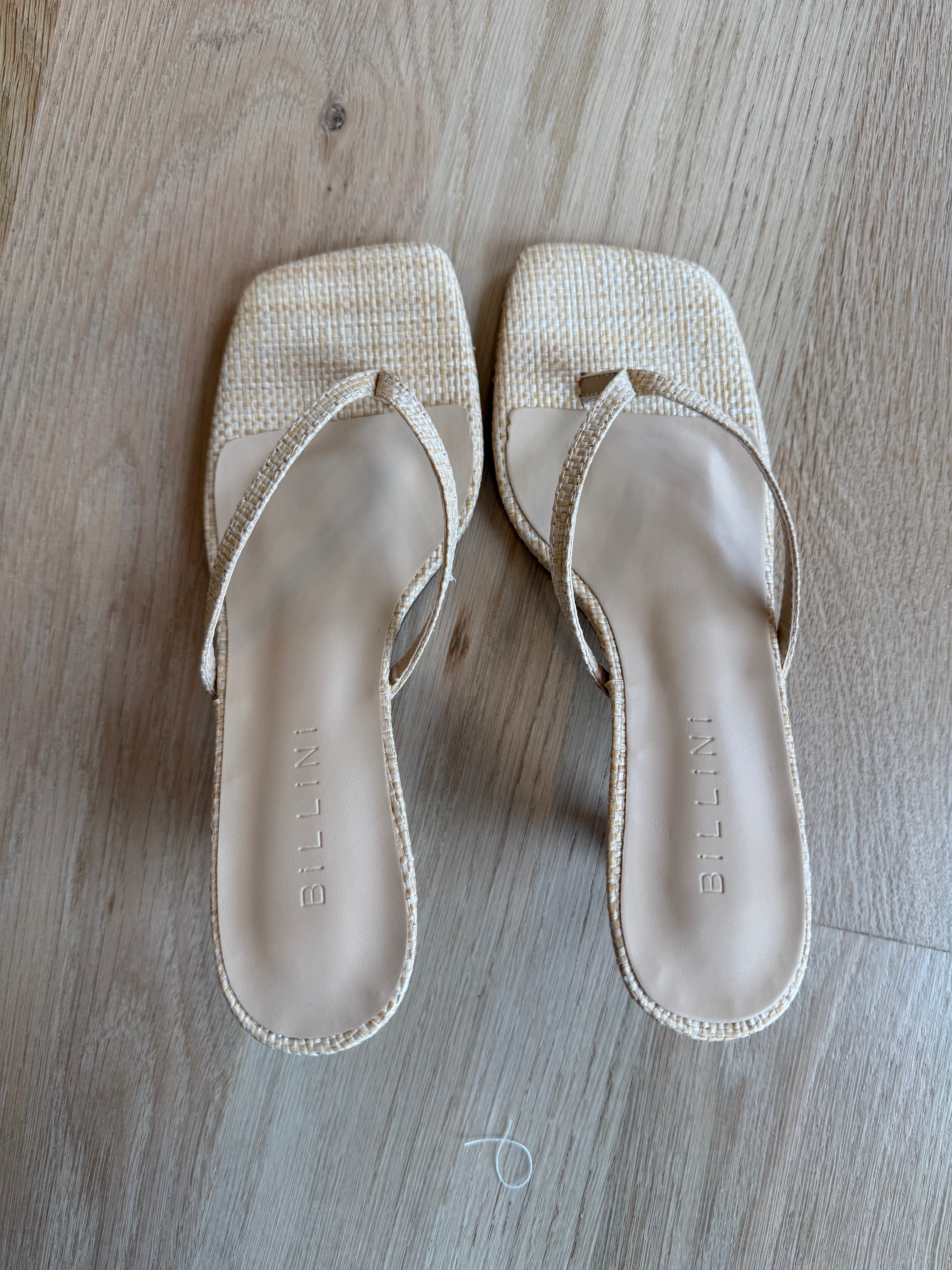 Xami Natural Raffia Heeled Thong Sandal