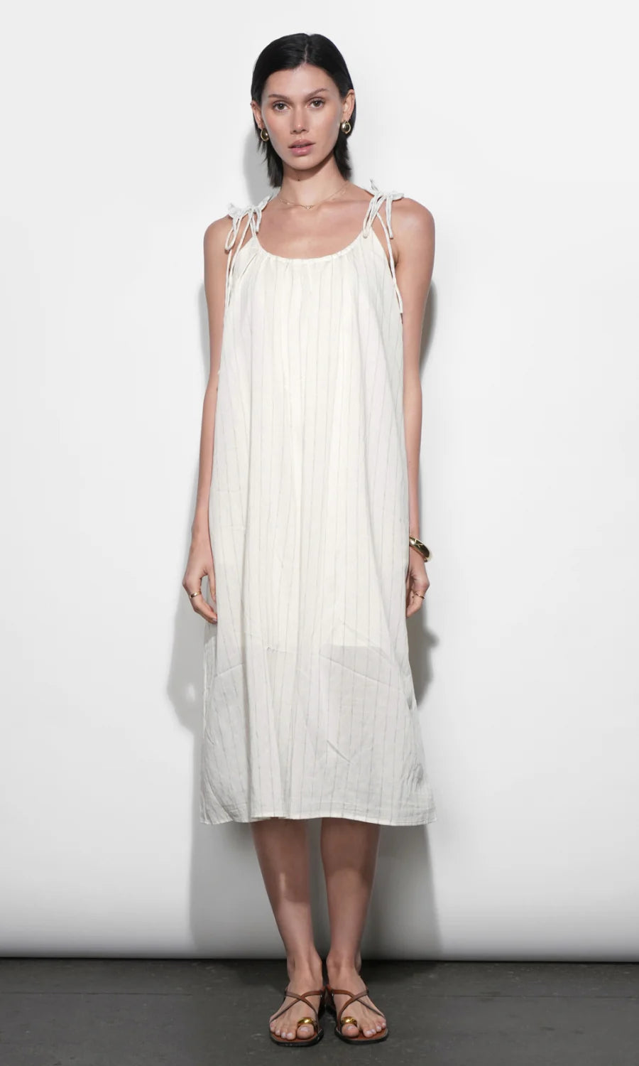 Pauline Ivory Striped Midi Dress