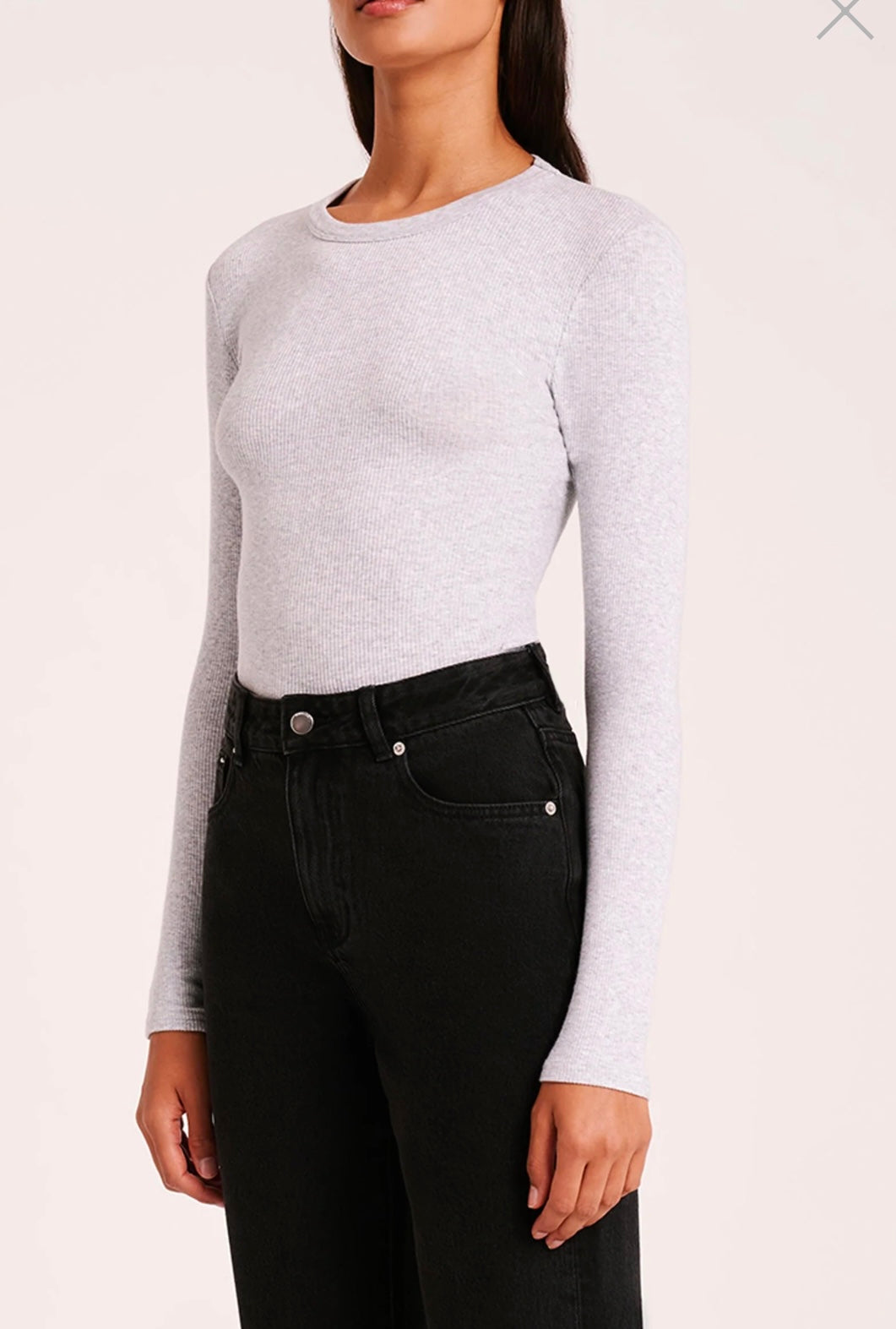 Organic Rib Tee | Grey Marle