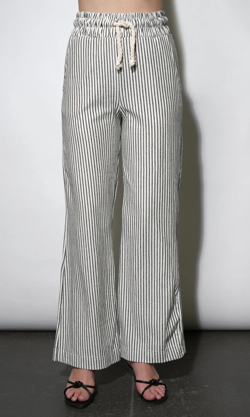 Greylin Isla Wide Leg Black & Ivory Knit Pull-up Pants