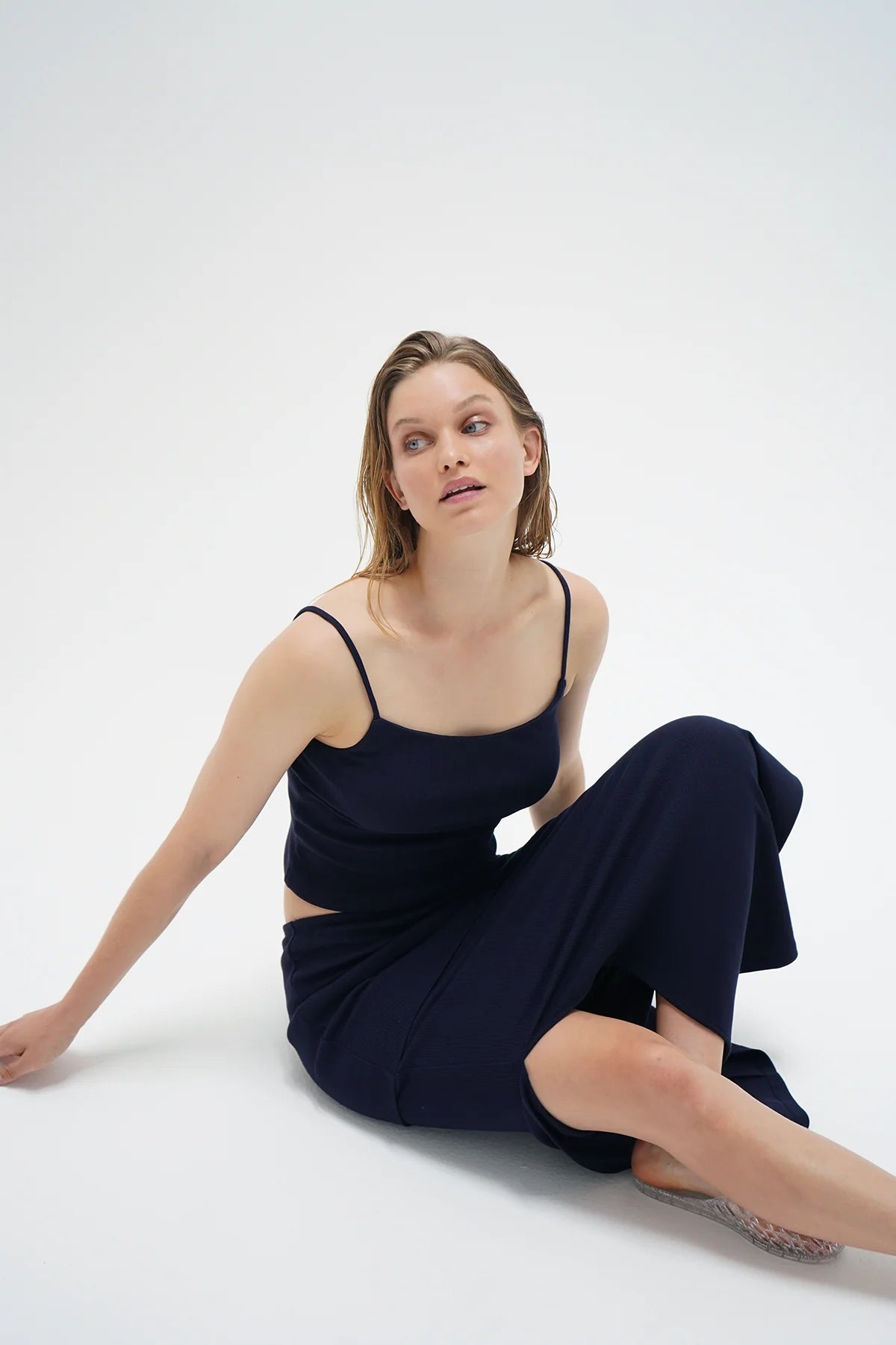 Senti Ribbed Tank | Ink Blue