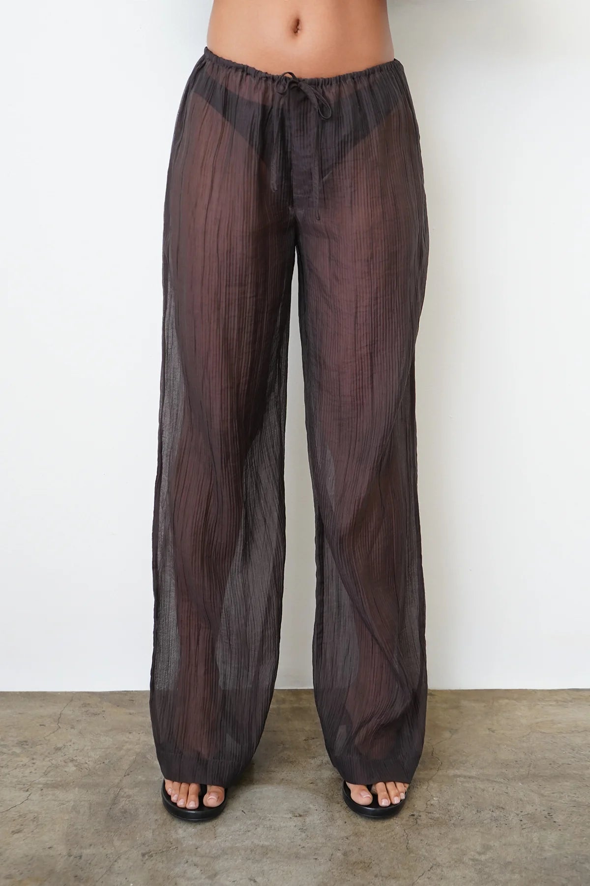 LNA Velma Sheer Pant Chocolate Black