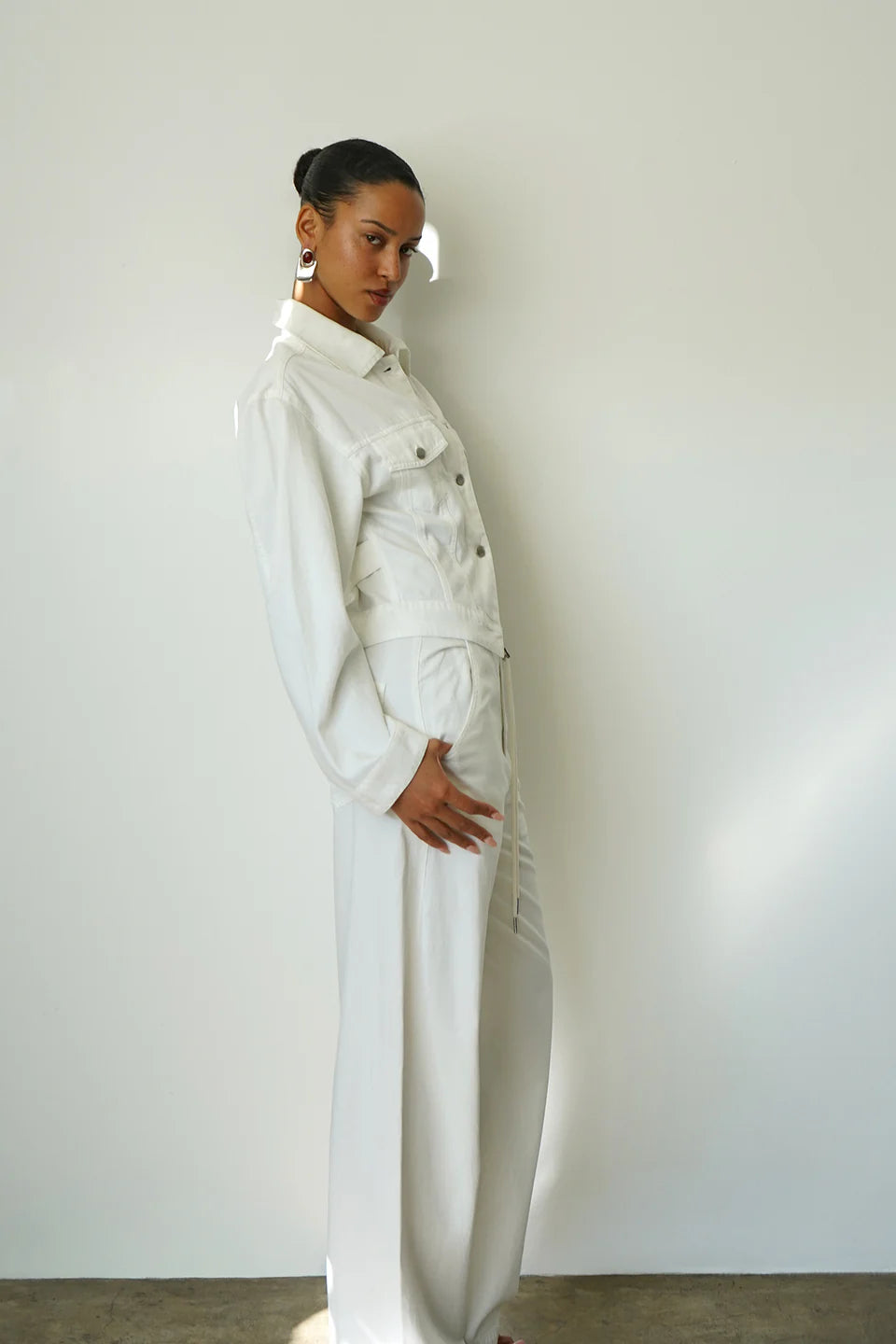 LNA Clothing Edie Soft White Denim Jacket