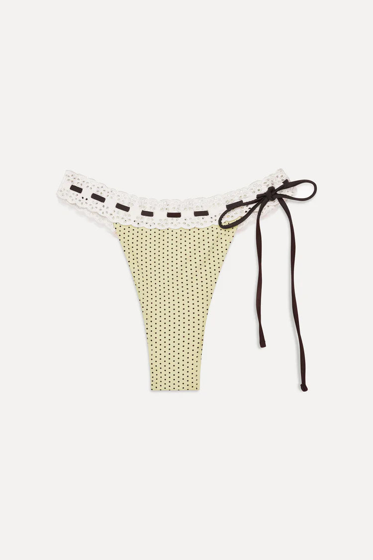 Frankies Bikinis | Lacey Micro Bikini Bottom | Lemon Dot