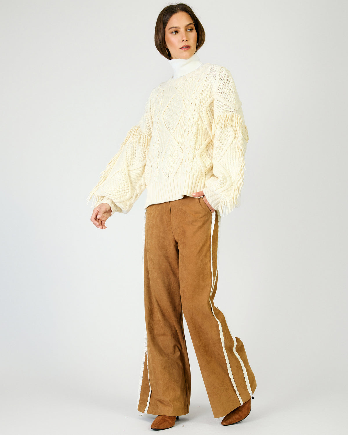 Line & Dot Sloane Cream Fringe Sweater