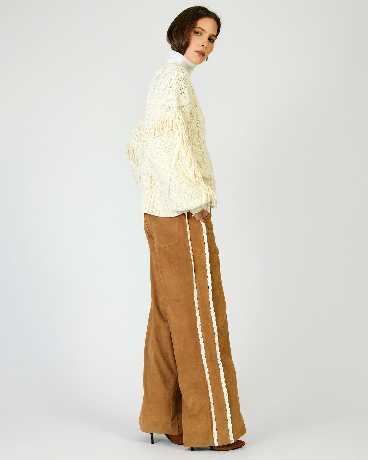 Line & Dot Sloane Cream Fringe Sweater