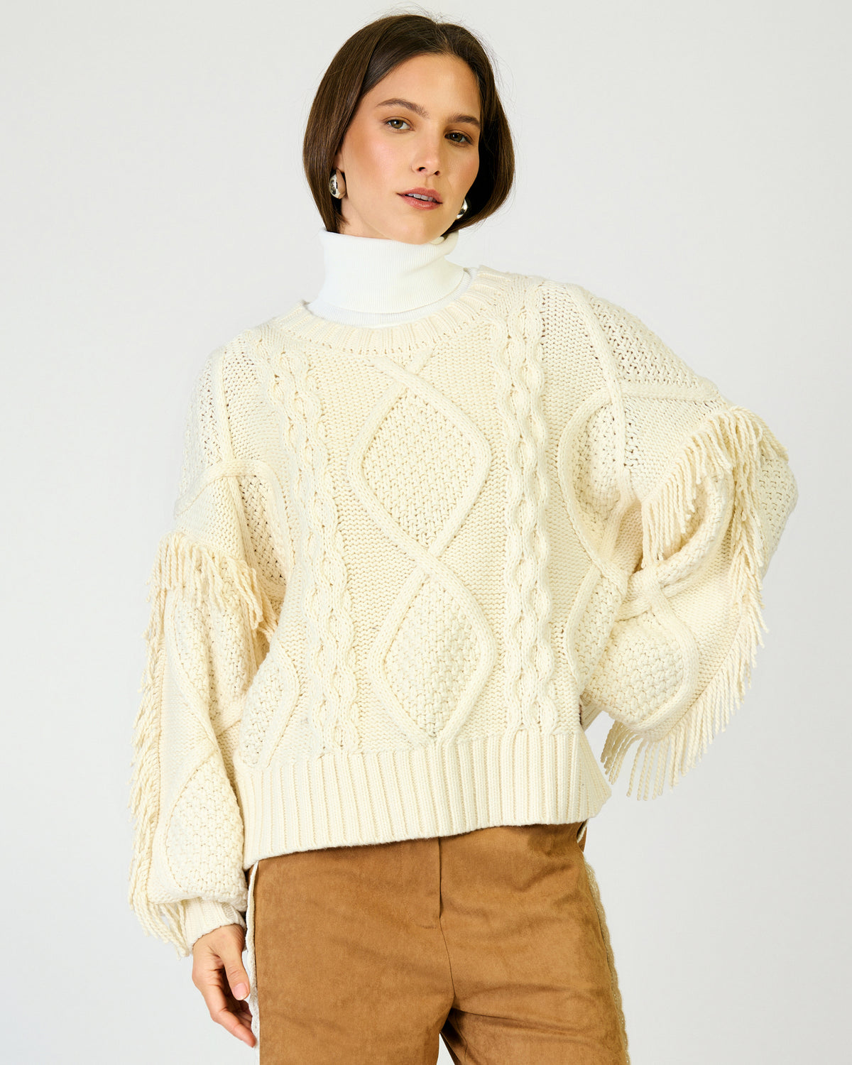 Line & Dot Sloane Cream Fringe Sweater