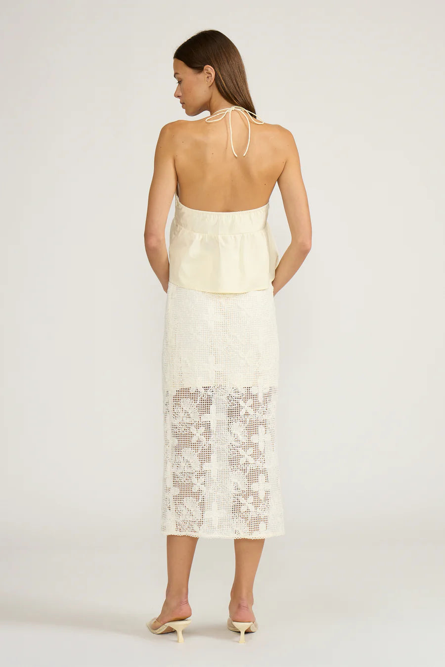 Molly Yellow Beaded Halter Top