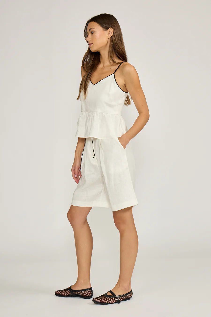 Lottie White Relaxed Linen Shorts
