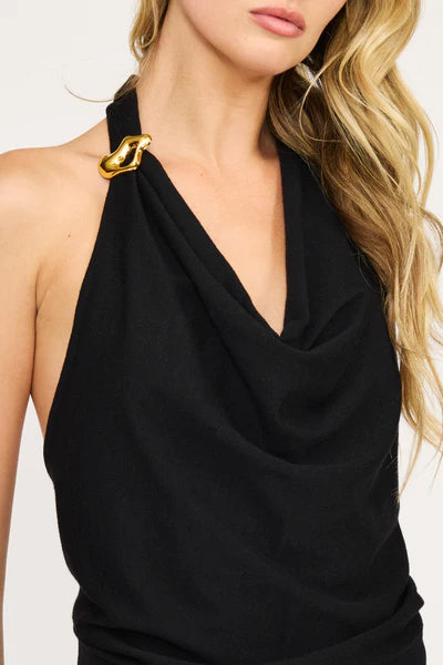 Lucy Paris Cali Twist Black Halter Top