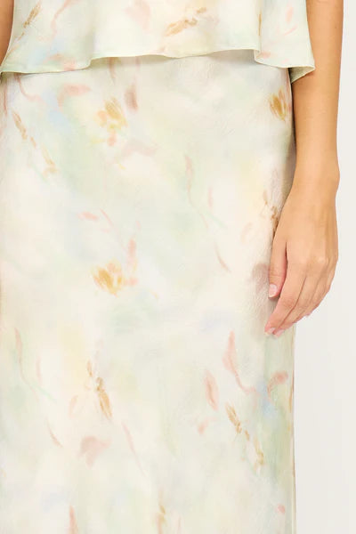 Barbara Satin Mint Midi Skirt