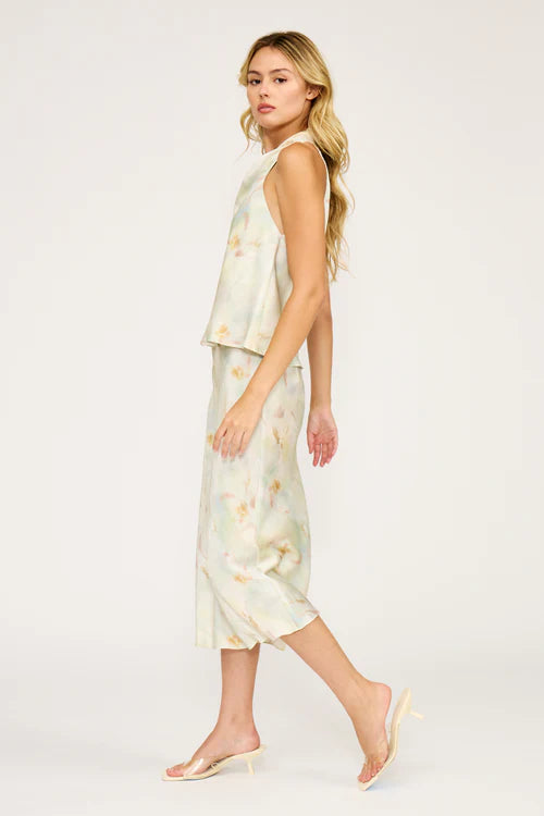 Barbara Satin Mint Midi Skirt