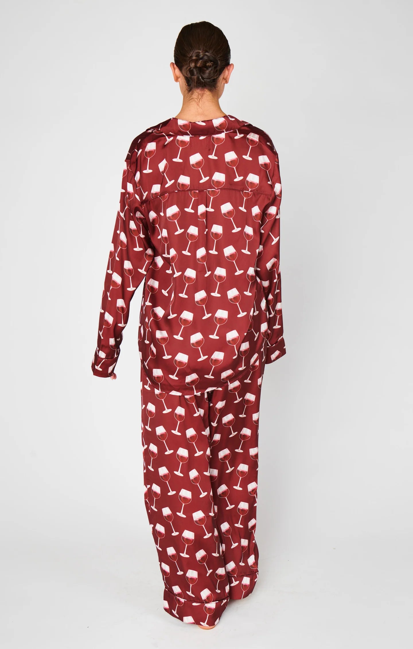 Classic Pj Set Red Wine Silky
