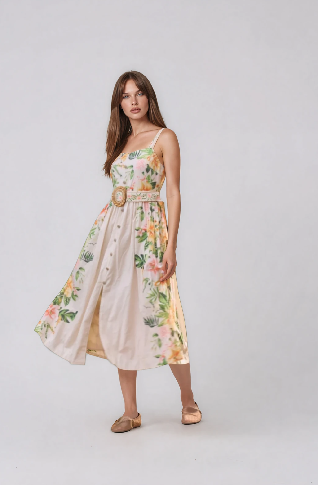 Moon River Blair Cream Multi Midi Dress | Dress | Coco Kimono
