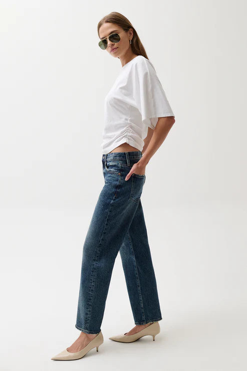 Pistola Lexi Mid Rise Bowed Straight Jeans Artisan