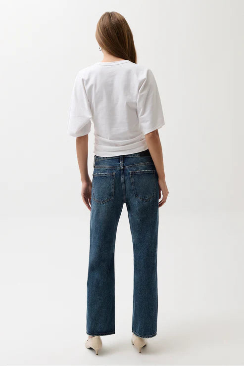Pistola Lexi Mid Rise Bowed Straight Jeans Artisan