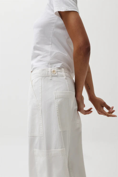 Pistola Sabrina White Curved Utility Pants