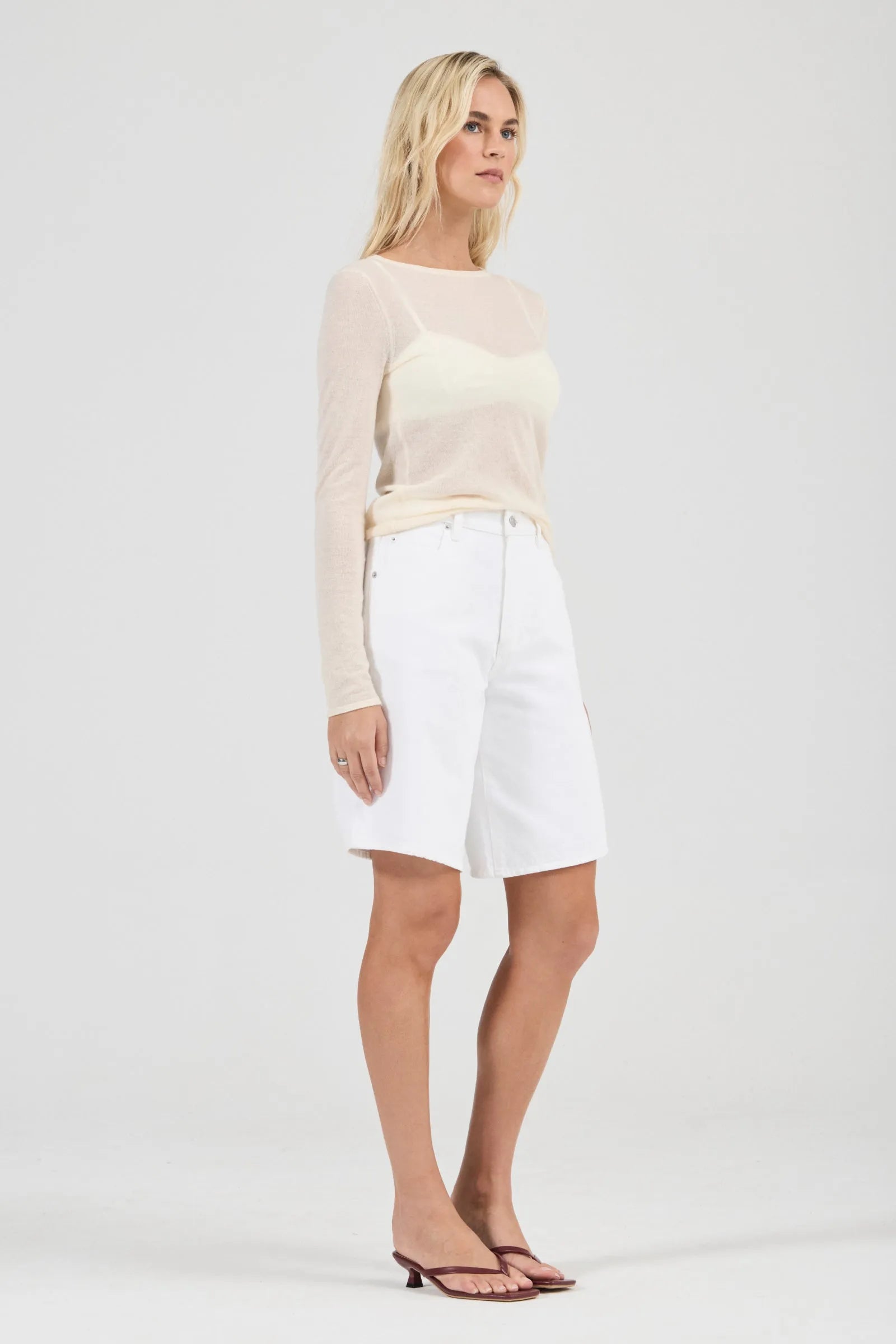 Rolla's Charlotte White Denim Culotte Shorts