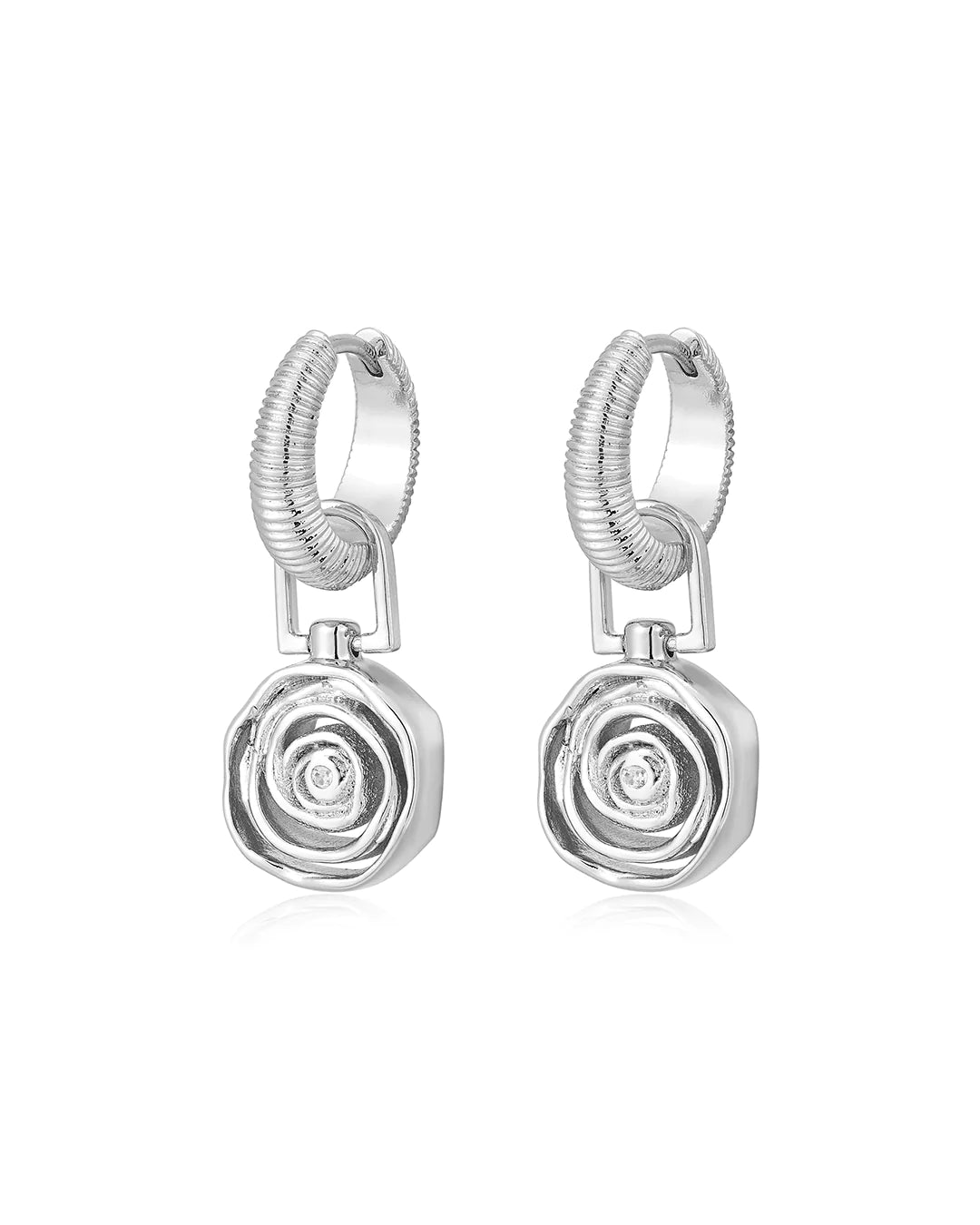 LUV AJ | Rosette Coil Charm Hoop Earrings