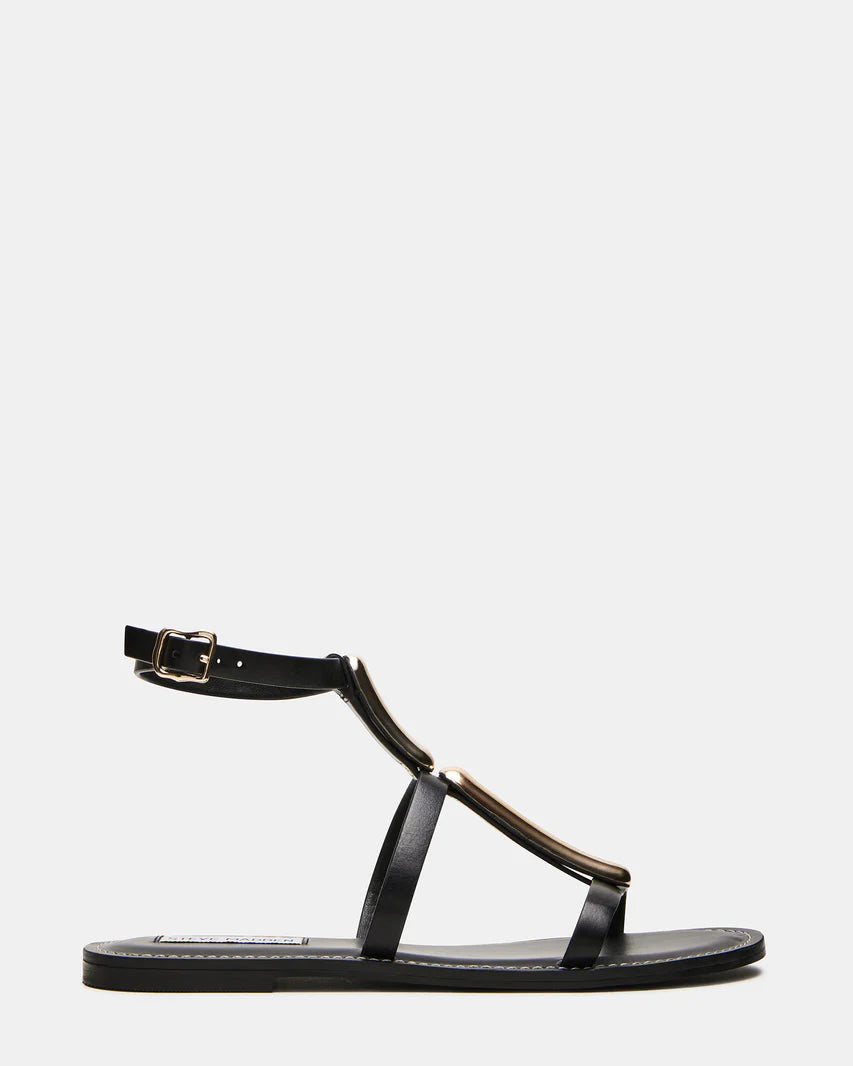 Alma Black Leather Strappy Sandals