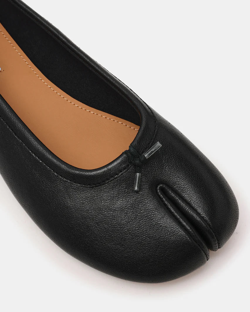 Steve Madden Calico Black Leather Split Toe Tabi Ballet Flats
