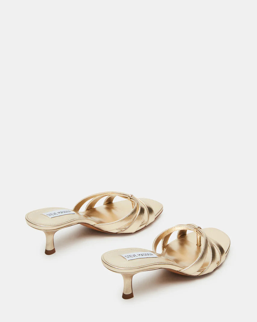 Cary Gold Leather Square Toe Heels