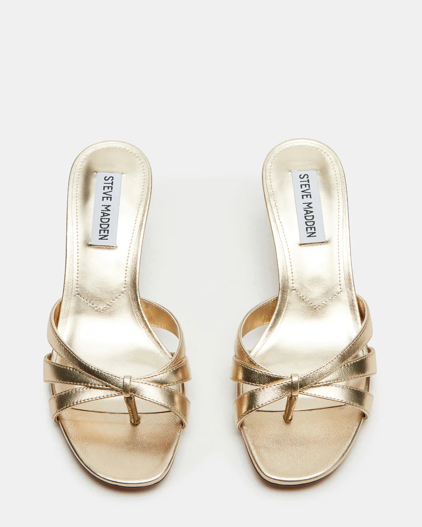Cary Gold Leather Square Toe Heels