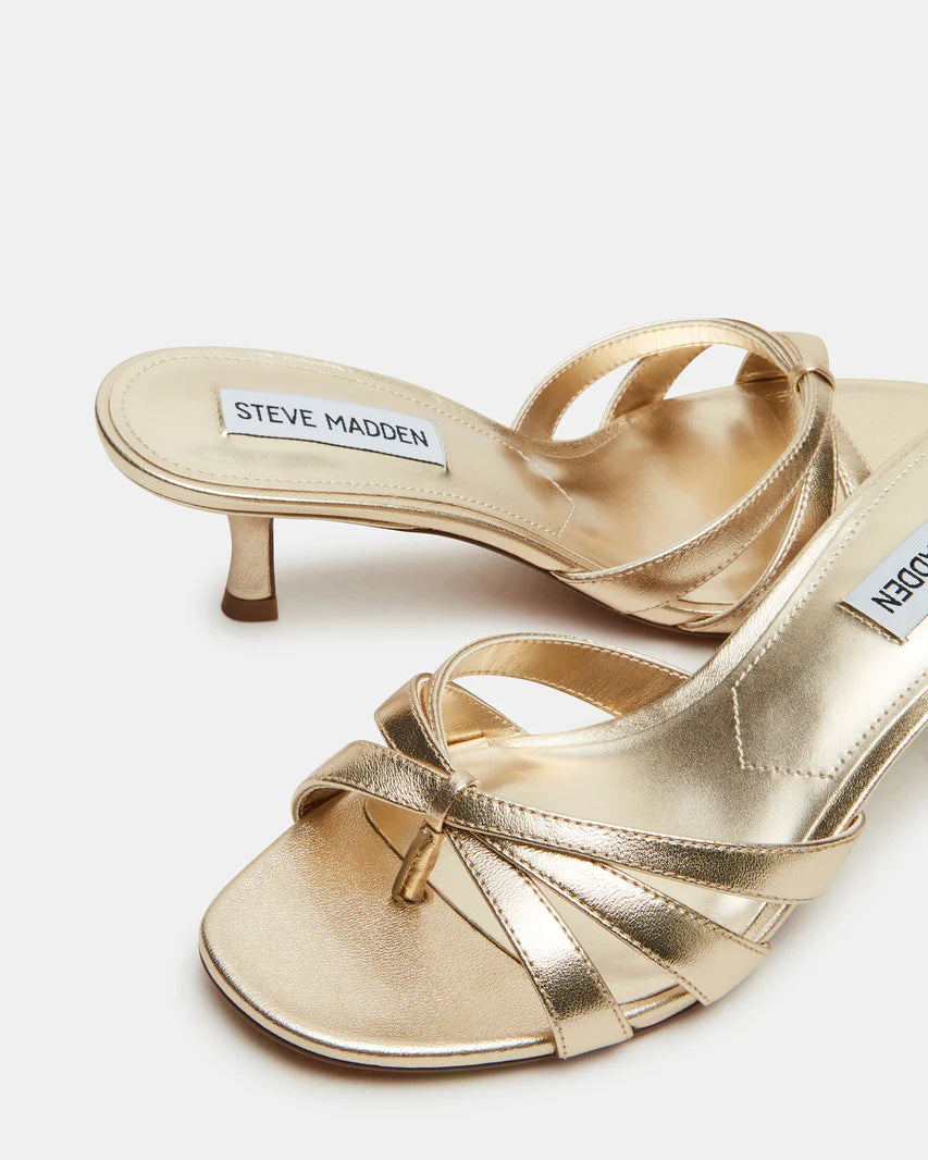 Cary Gold Leather Square Toe Heels