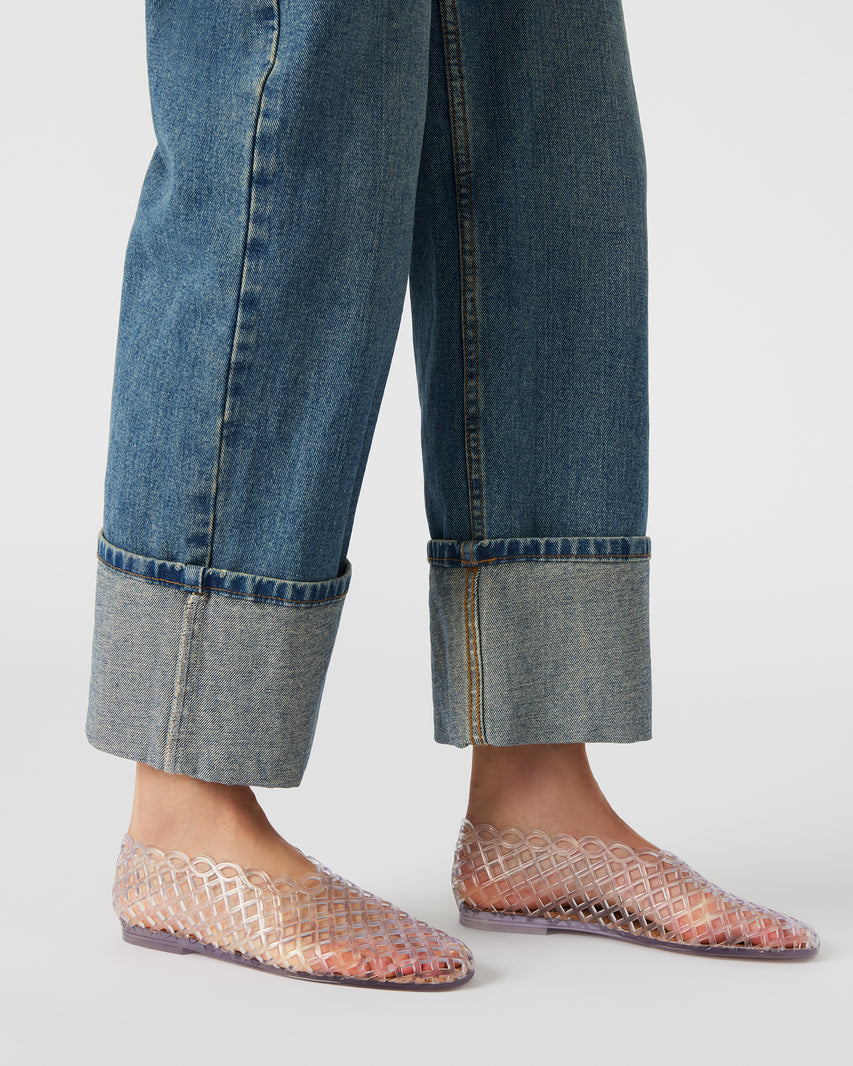 Steve Madden Grove Clear Square Toe Jelly Flats