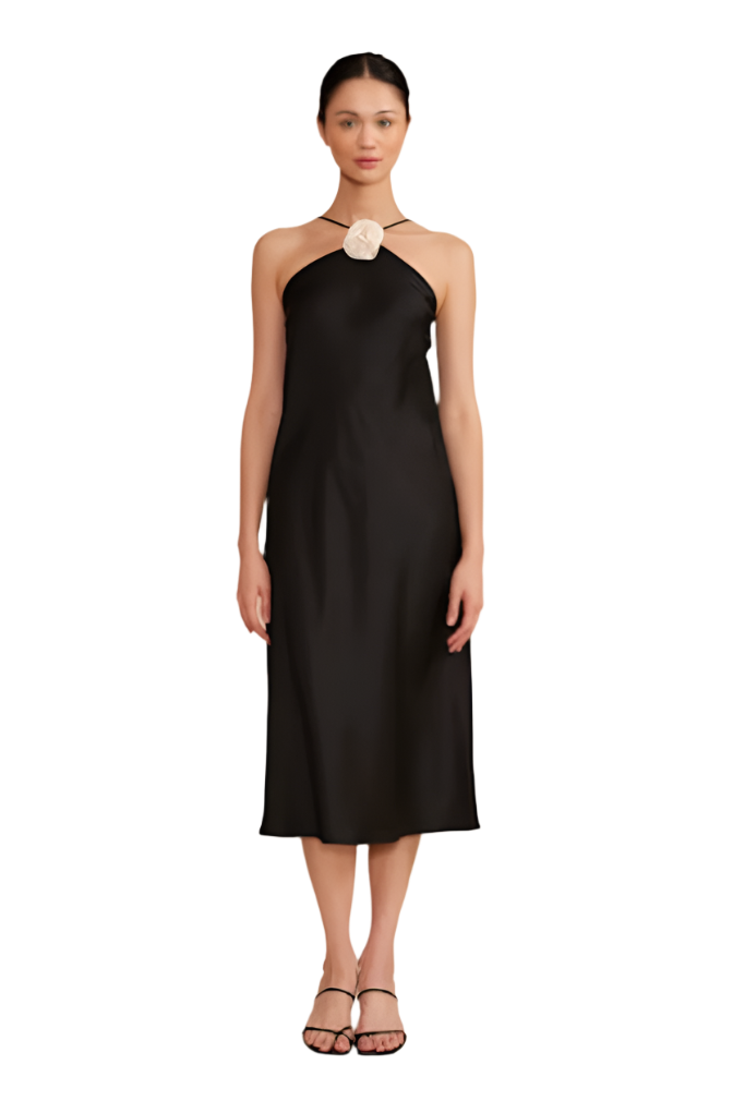 Jonah Flower Halter Dress | Black & White