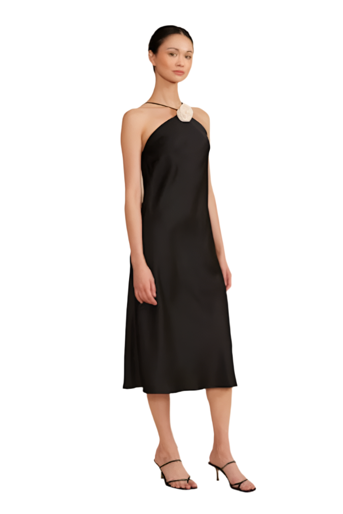 Jonah Flower Halter Dress | Black & White