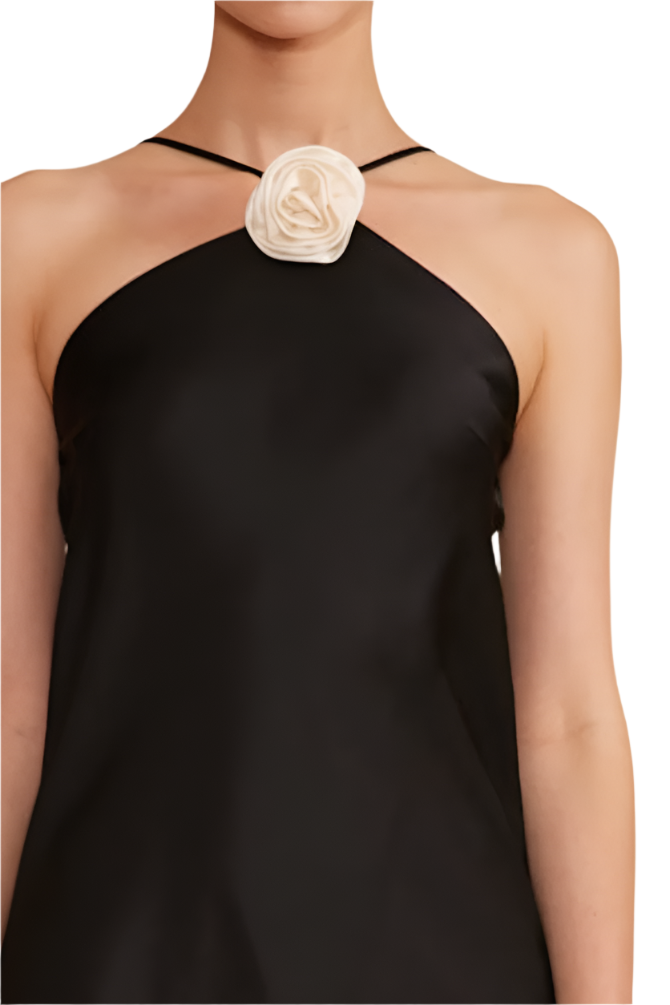 Jonah Flower Halter Dress | Black & White