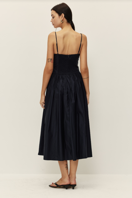 Ariana Navy Poplin Dress