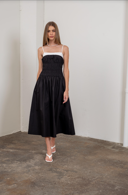 knee length dresses for ladies Alexandra Smocked Midi Dress