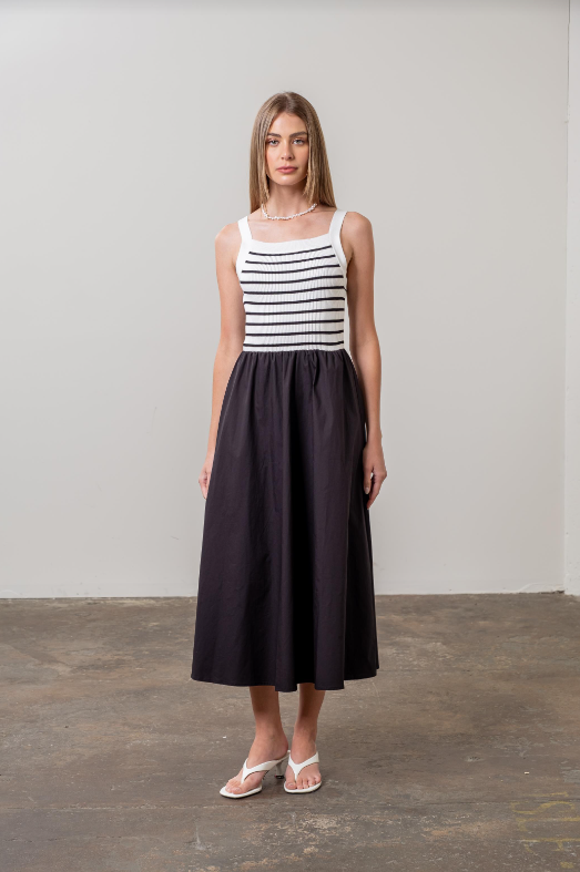 Aria Striped Woven Midi Dress