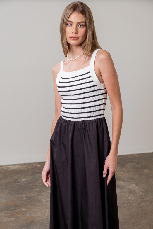 Aria Striped Woven Midi Dress